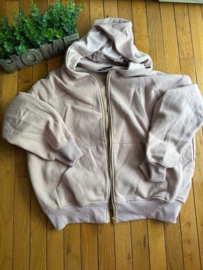 Oversized Light Pink Zip-Up Hoodie Jacket